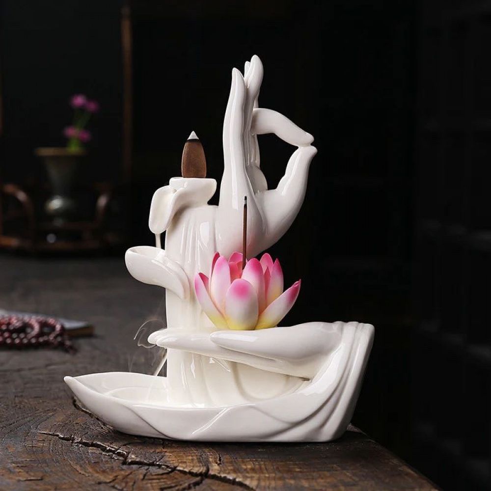 Cascata de Incenso Mãos de Buda + Flor de Lotus