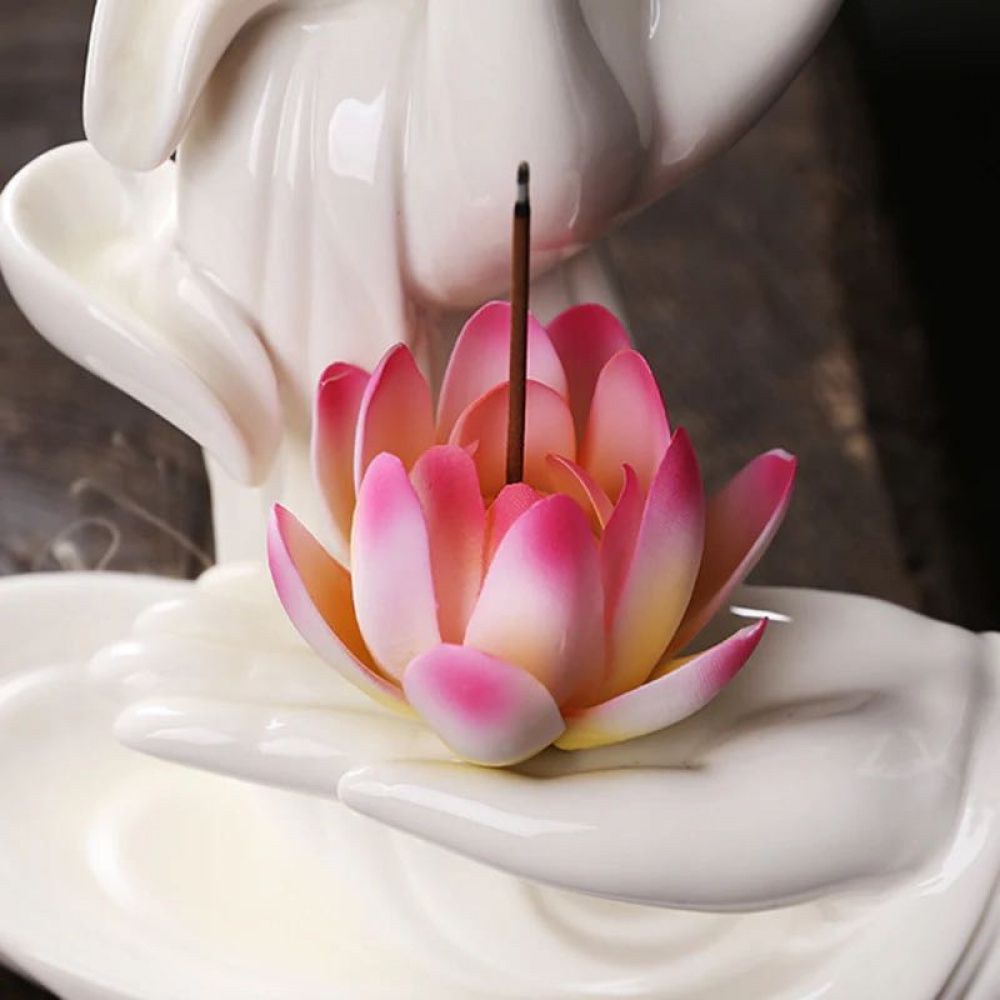 Cascata de Incenso Mãos de Buda + Flor de Lotus
