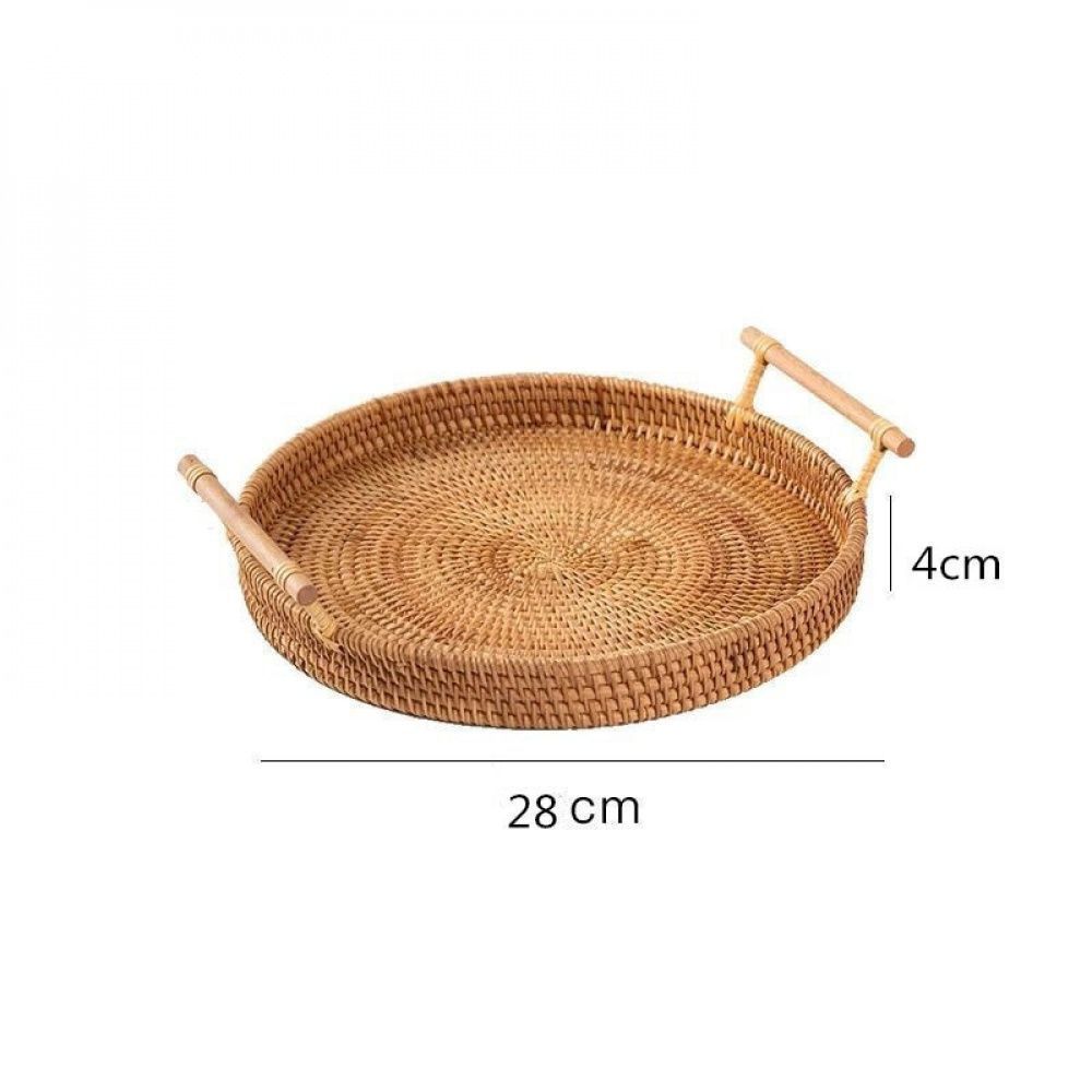 Cesta de Armazenamento com Alça de Madeira