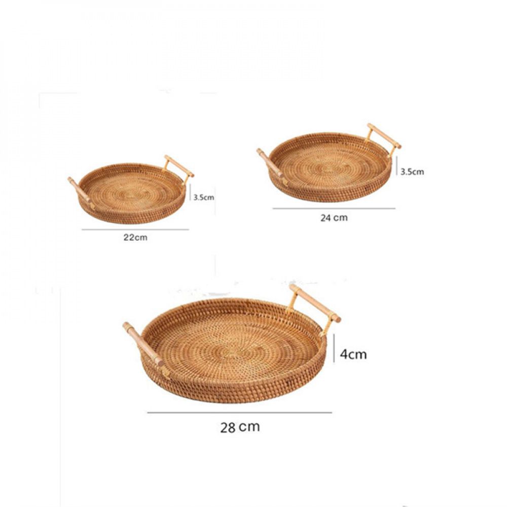 Cesta de Armazenamento com Alça de Madeira