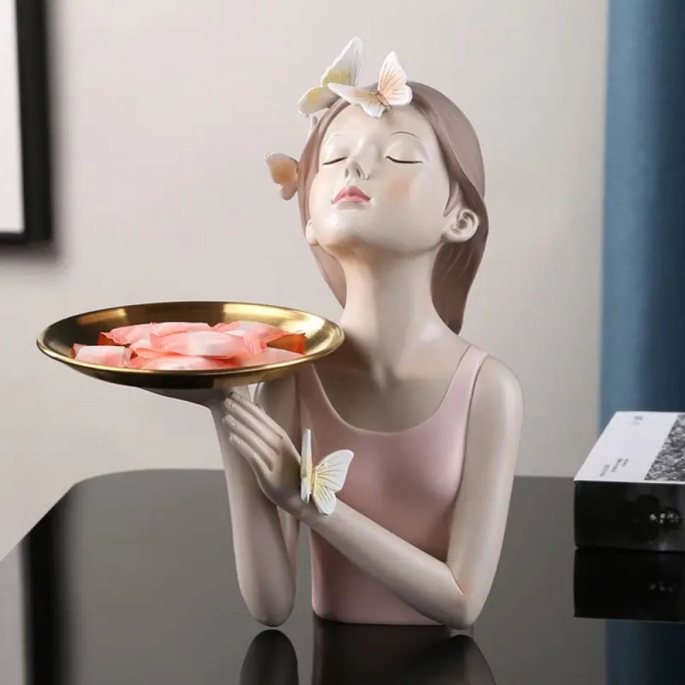 Estátua Alice Butterfly Segurando Bandeja