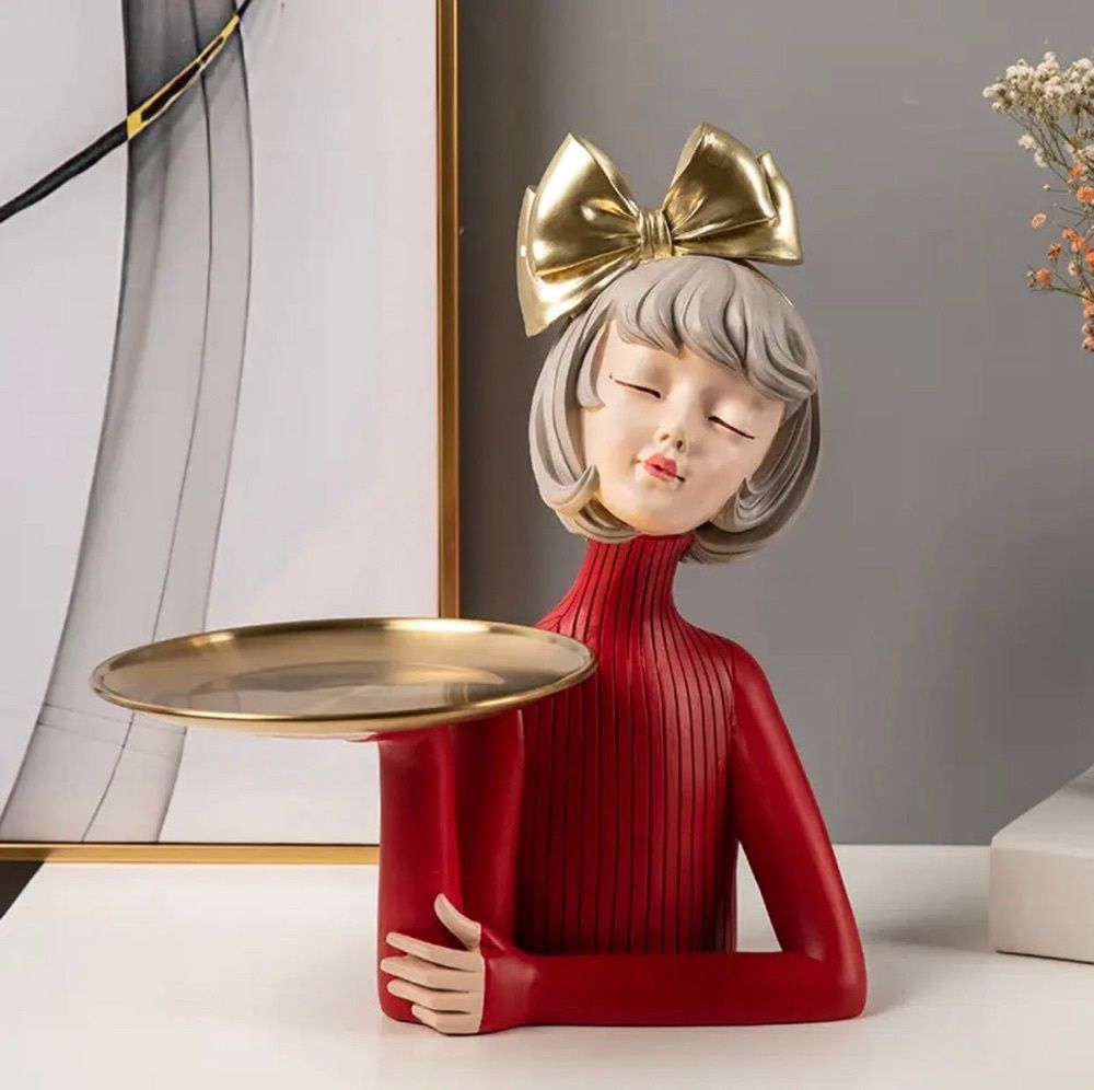 Estátua Alice com Laço Dourado