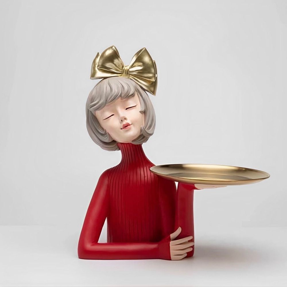 Estátua Alice com Laço Dourado