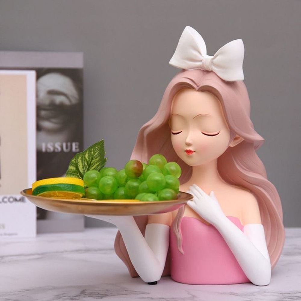 Estátua Alice Pink Segurando Bandeja