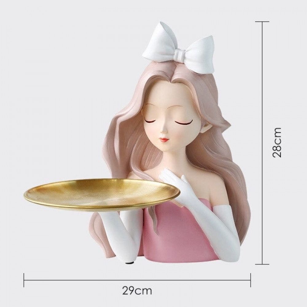 Estátua Alice Pink Segurando Bandeja
