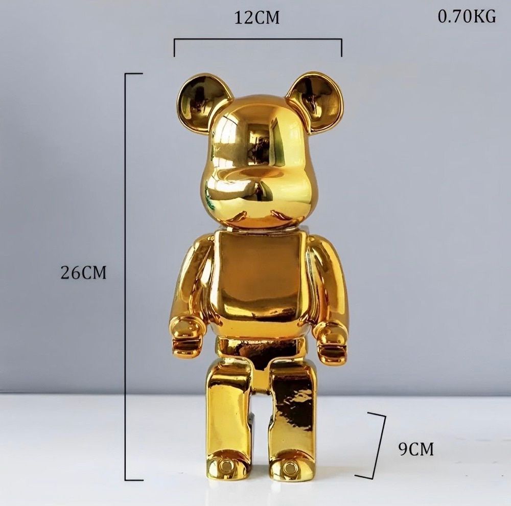 Estátua Boneco Bearbrick Dourado