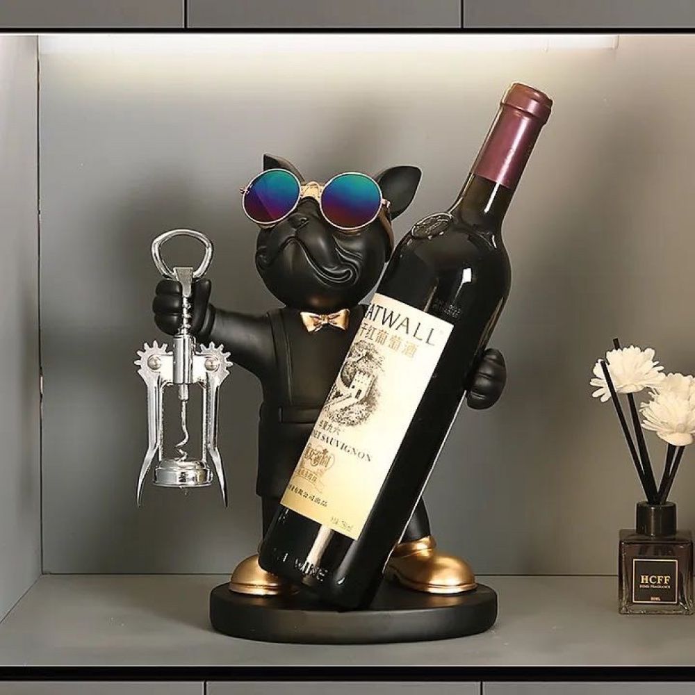 Estátua Bulldog Porta-Vinho