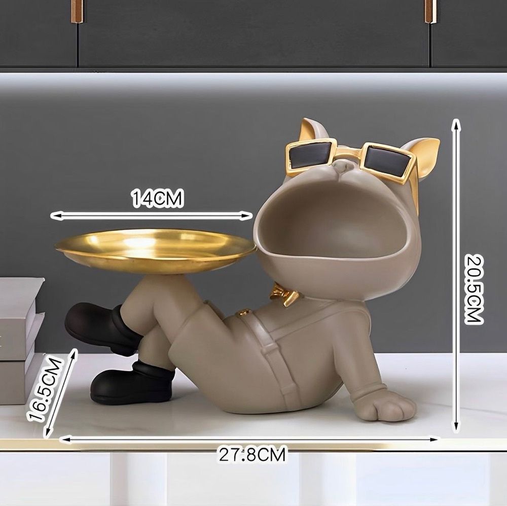 Estátua Bulldog Relaxado - Boca Aberta