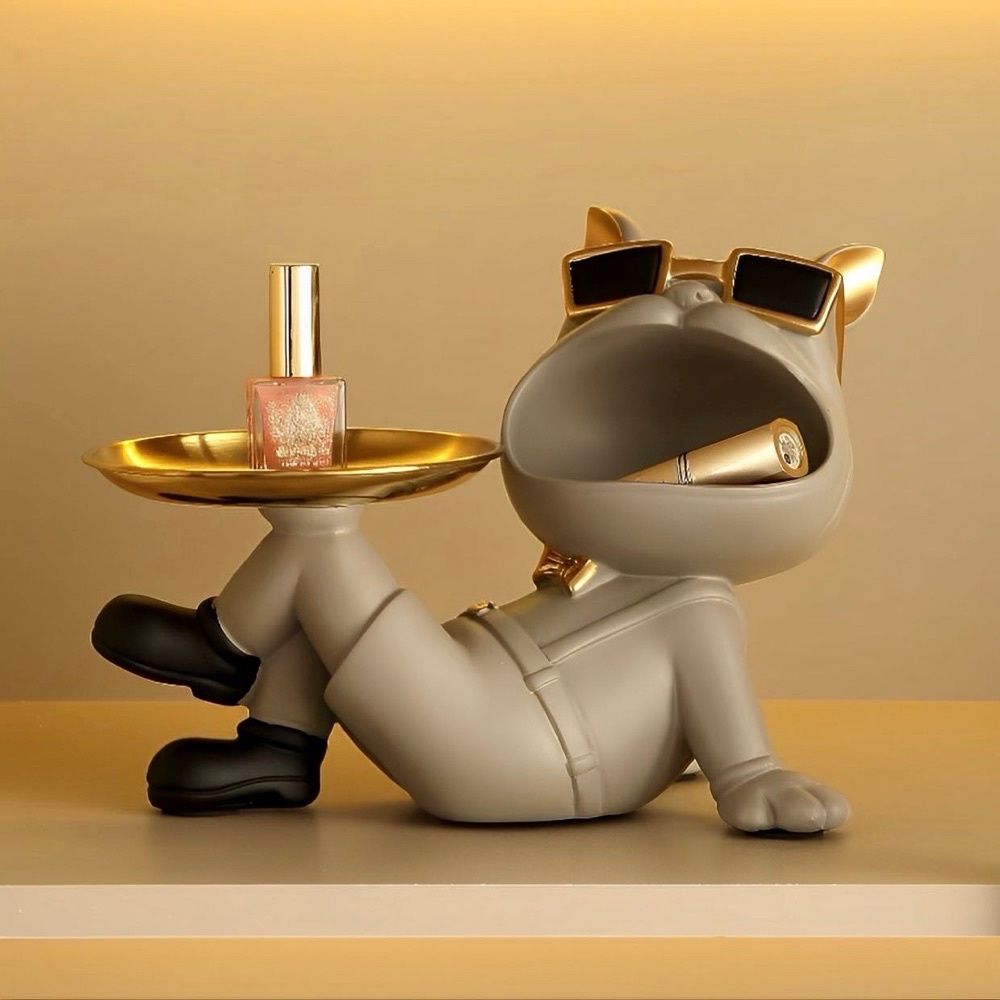 Estátua Bulldog Relaxado - Boca Aberta