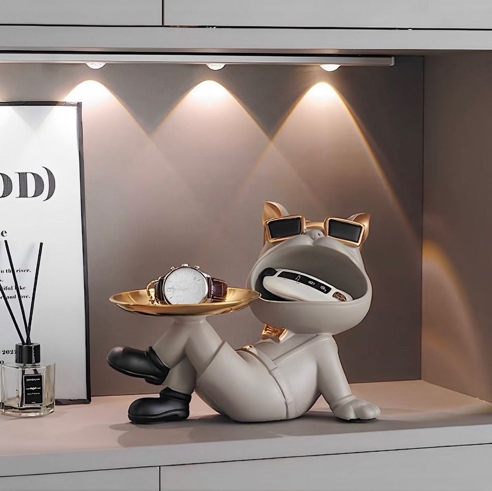 Estátua Bulldog Relaxado - Boca Aberta