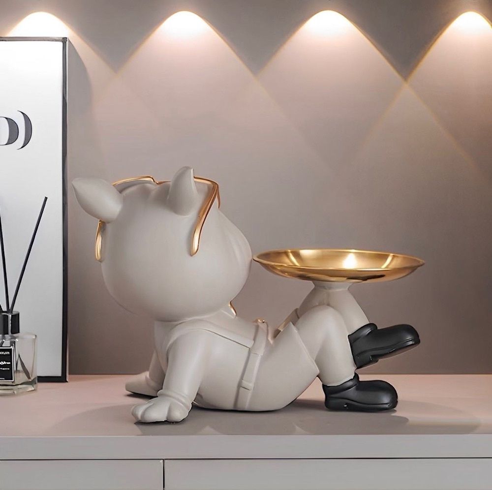 Estátua Bulldog Relaxado - Boca Aberta