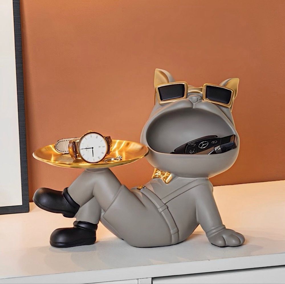 Estátua Bulldog Relaxado - Boca Aberta
