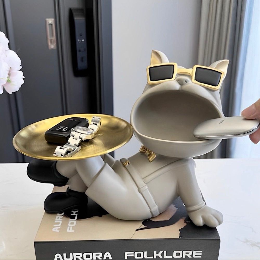 Estátua Bulldog Relaxado - Boca Aberta