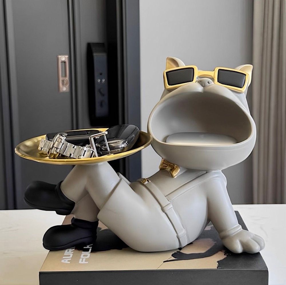 Estátua Bulldog Relaxado - Boca Aberta