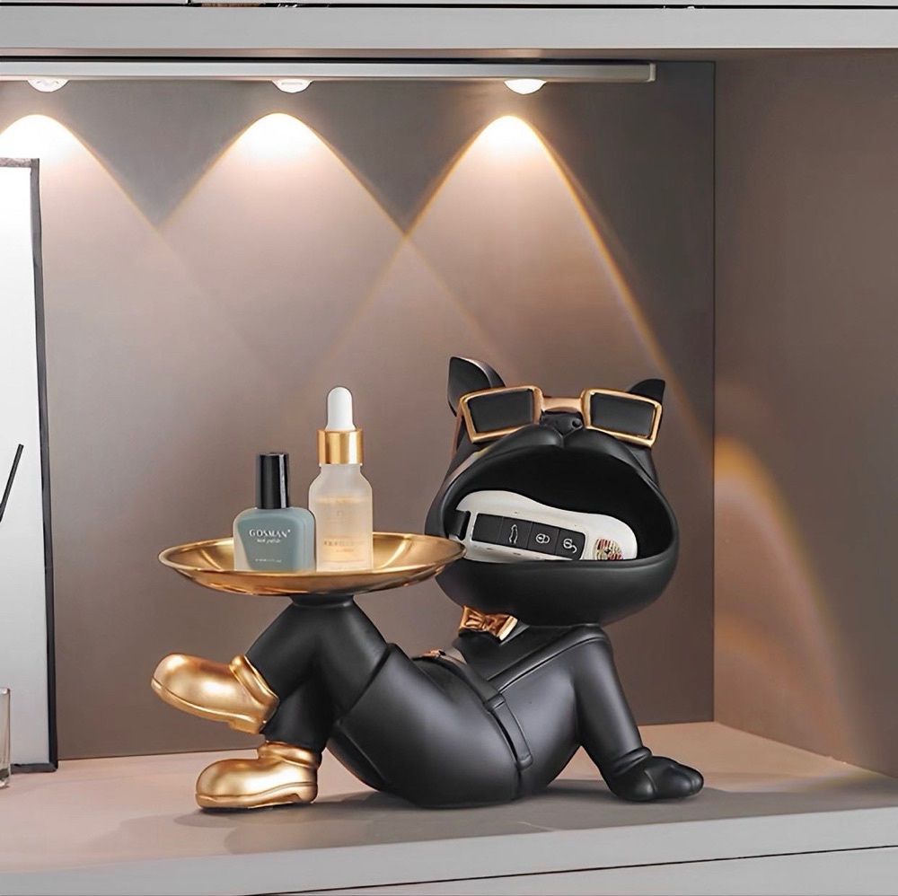 Estátua Bulldog Relaxado - Boca Aberta