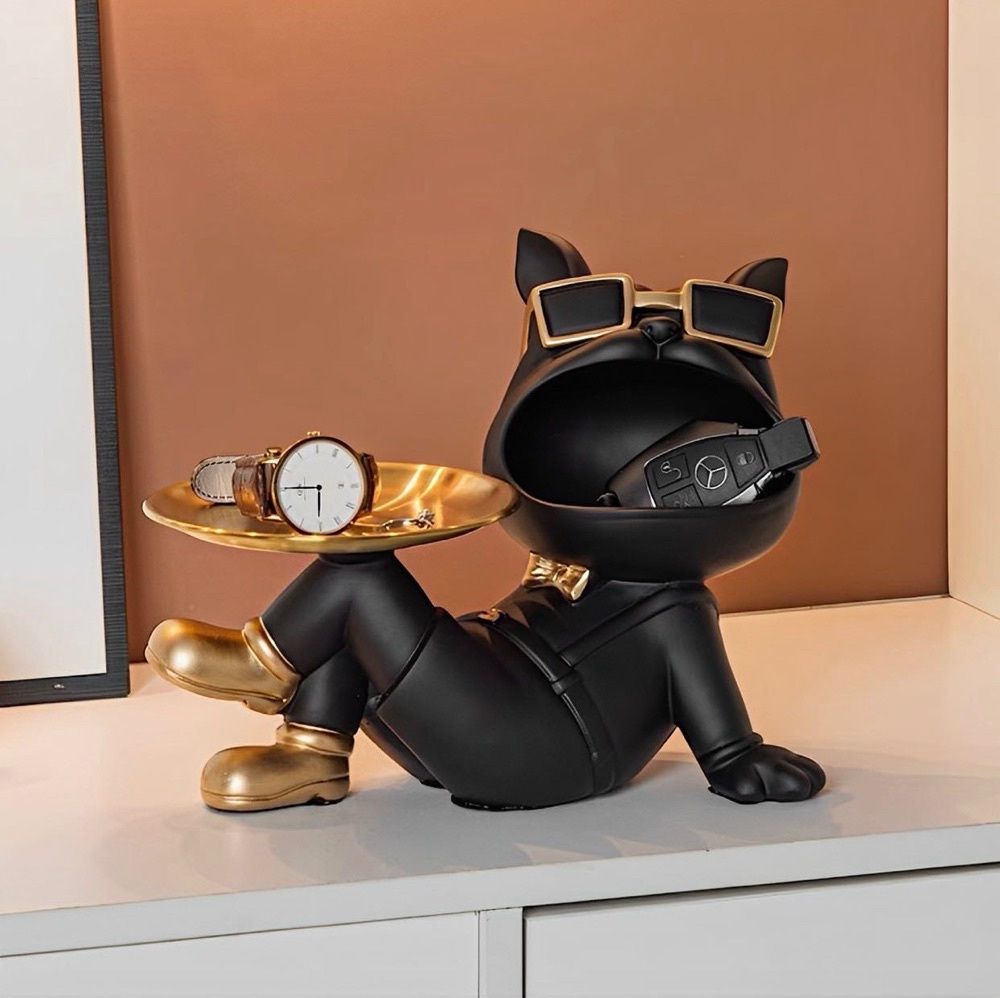 Estátua Bulldog Relaxado - Boca Aberta