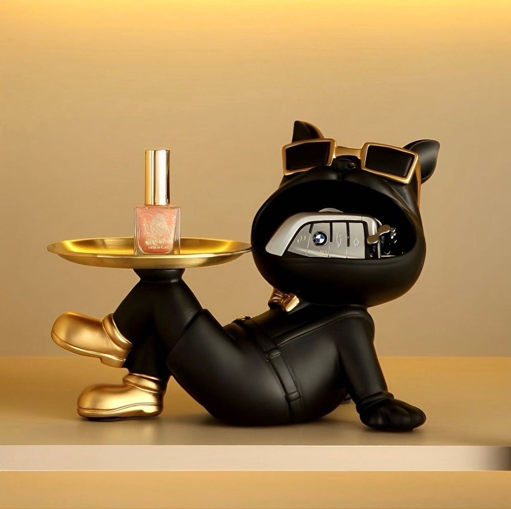 Estátua Bulldog Relaxado - Boca Aberta