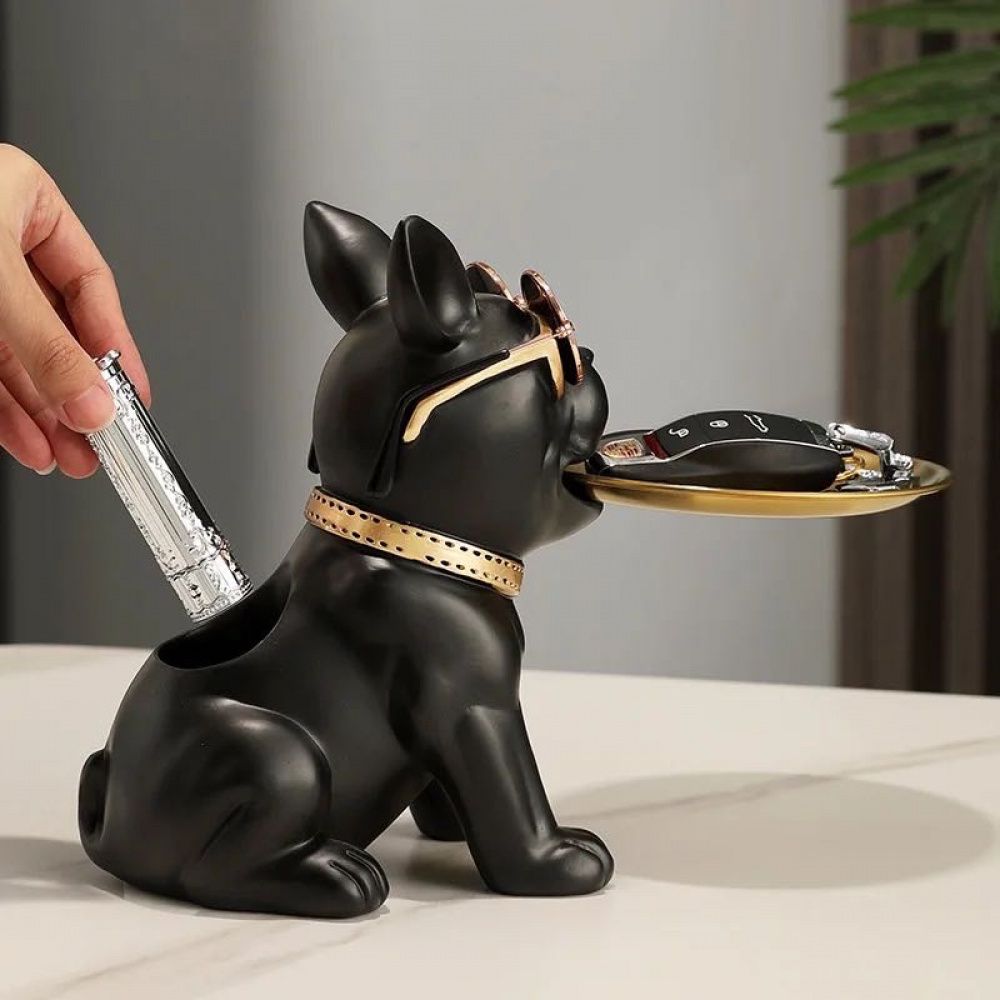 Estátua Bulldog Sentado - Mordendo Bandeja (10 avaliações)
