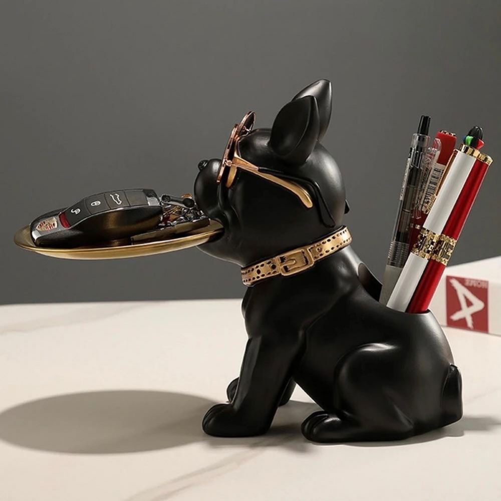 Estátua Bulldog Sentado - Mordendo Bandeja (10 avaliações)