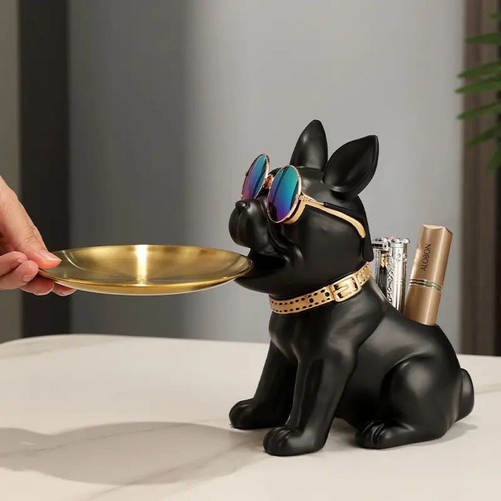 Estátua Bulldog Sentado - Mordendo Bandeja (10 avaliações)