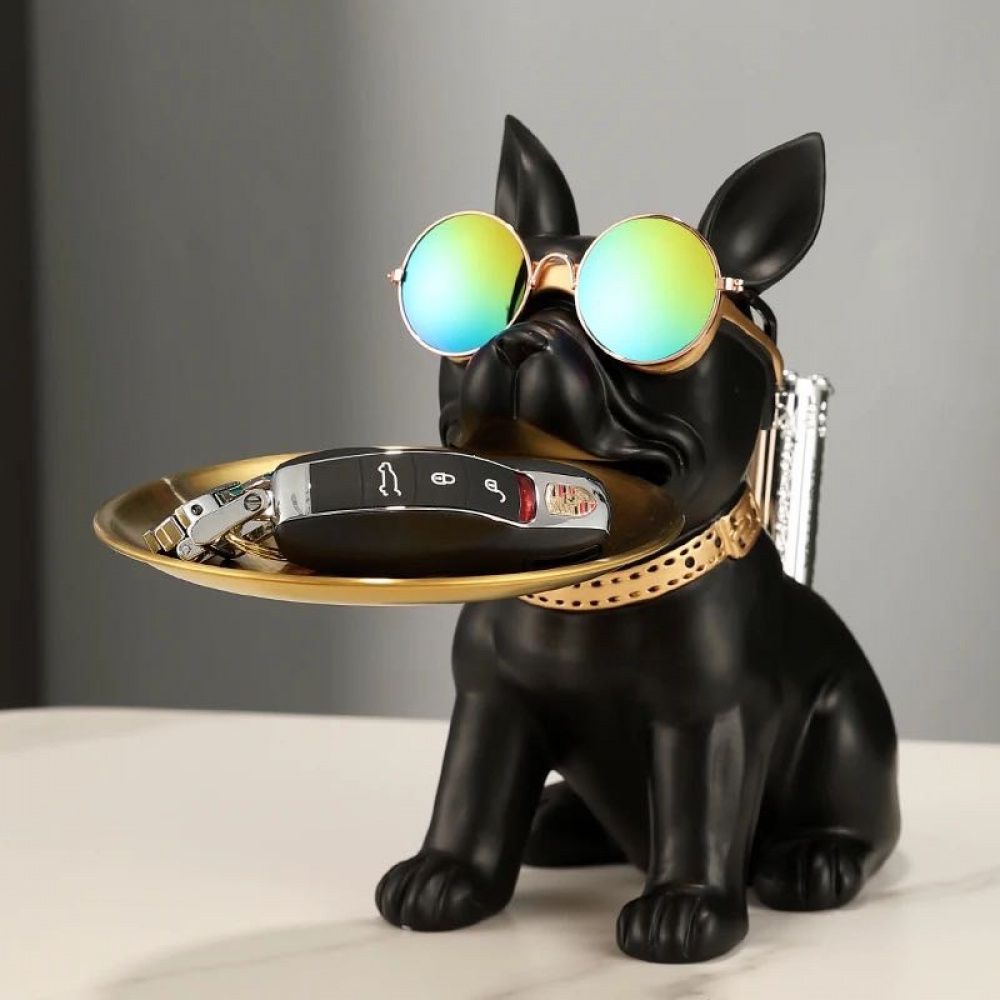 Estátua Bulldog Sentado - Mordendo Bandeja (10 avaliações)