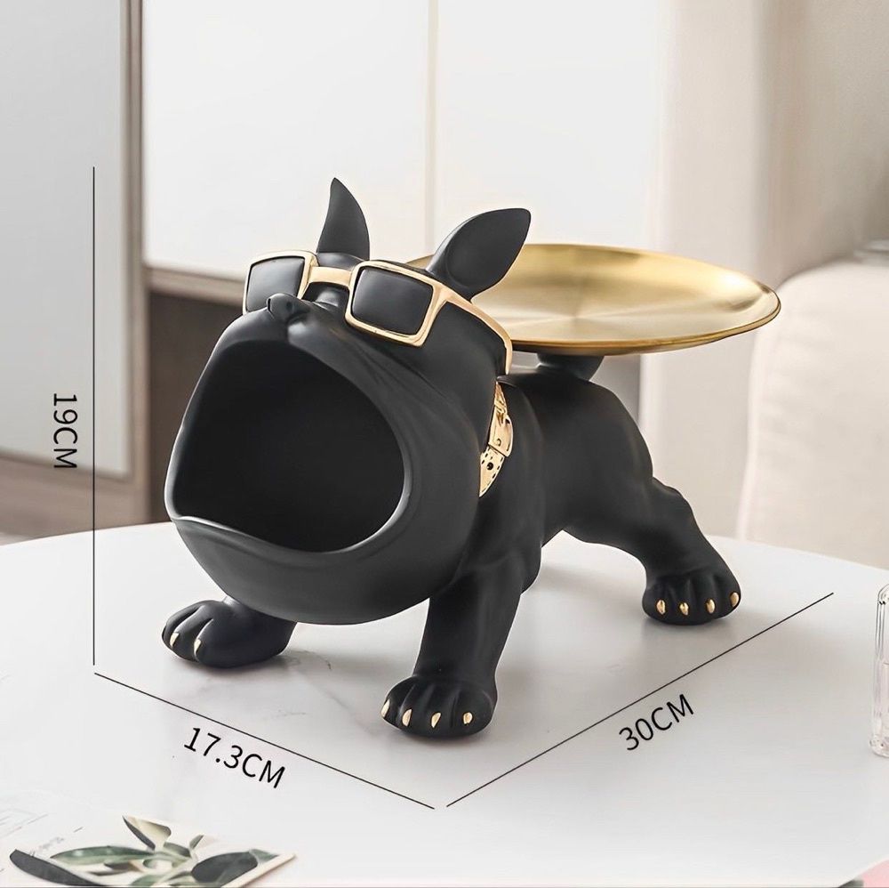 Estátua Bulldog Suporte de Armazenamento