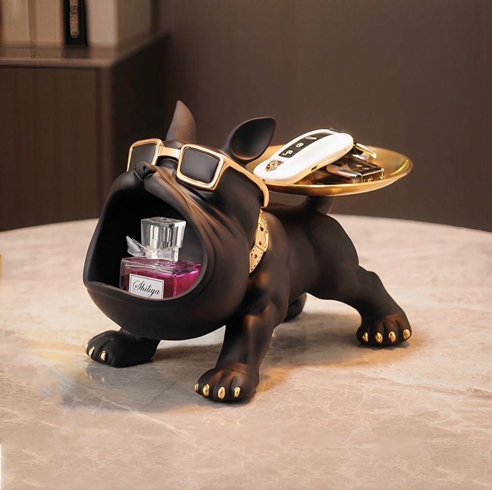 Estátua Bulldog Suporte de Armazenamento