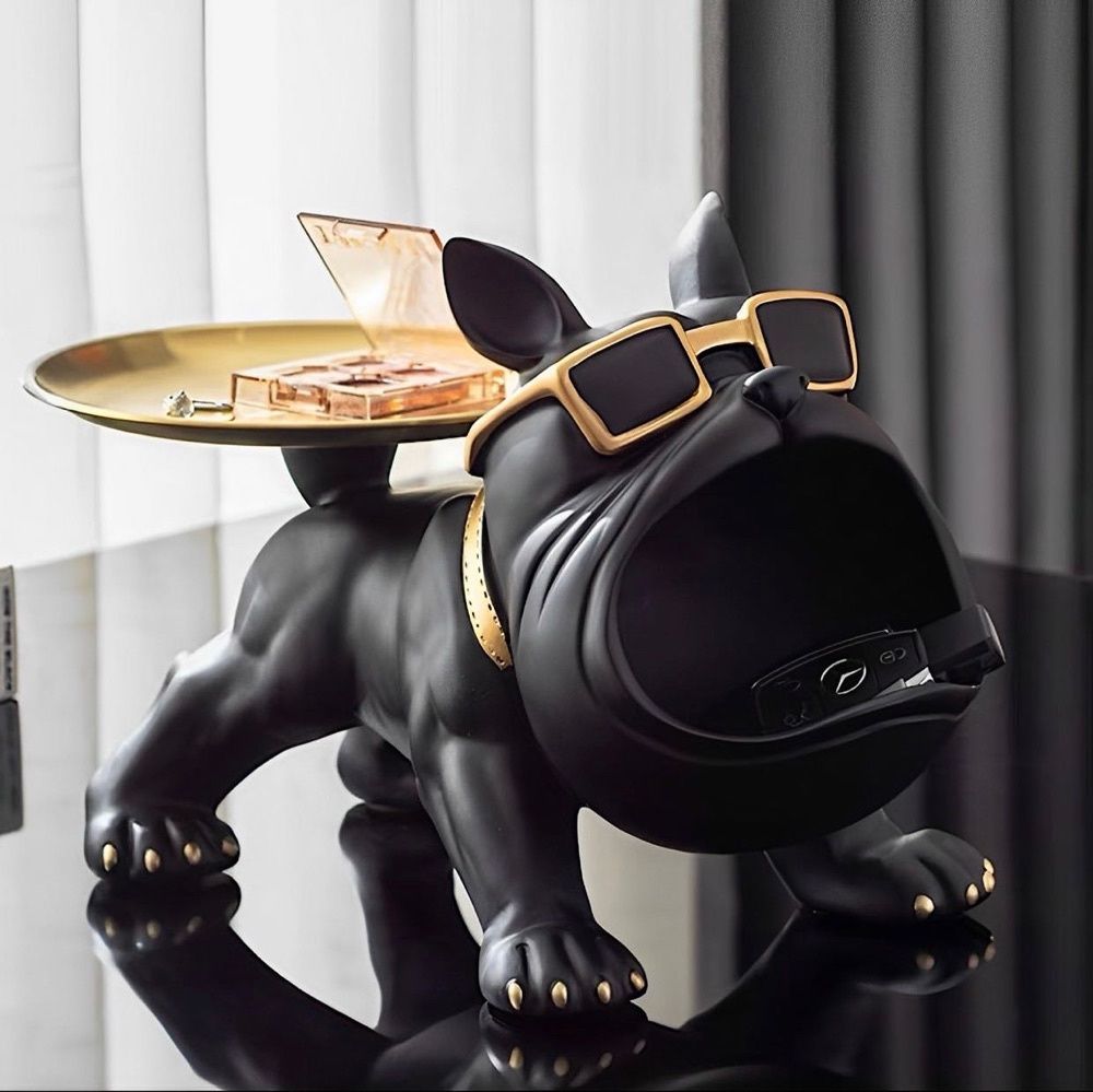 Estátua Bulldog Suporte de Armazenamento