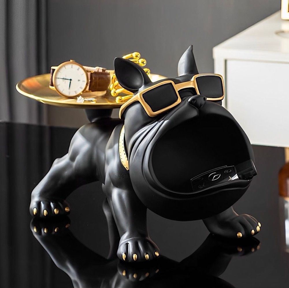 Estátua Bulldog Suporte de Armazenamento