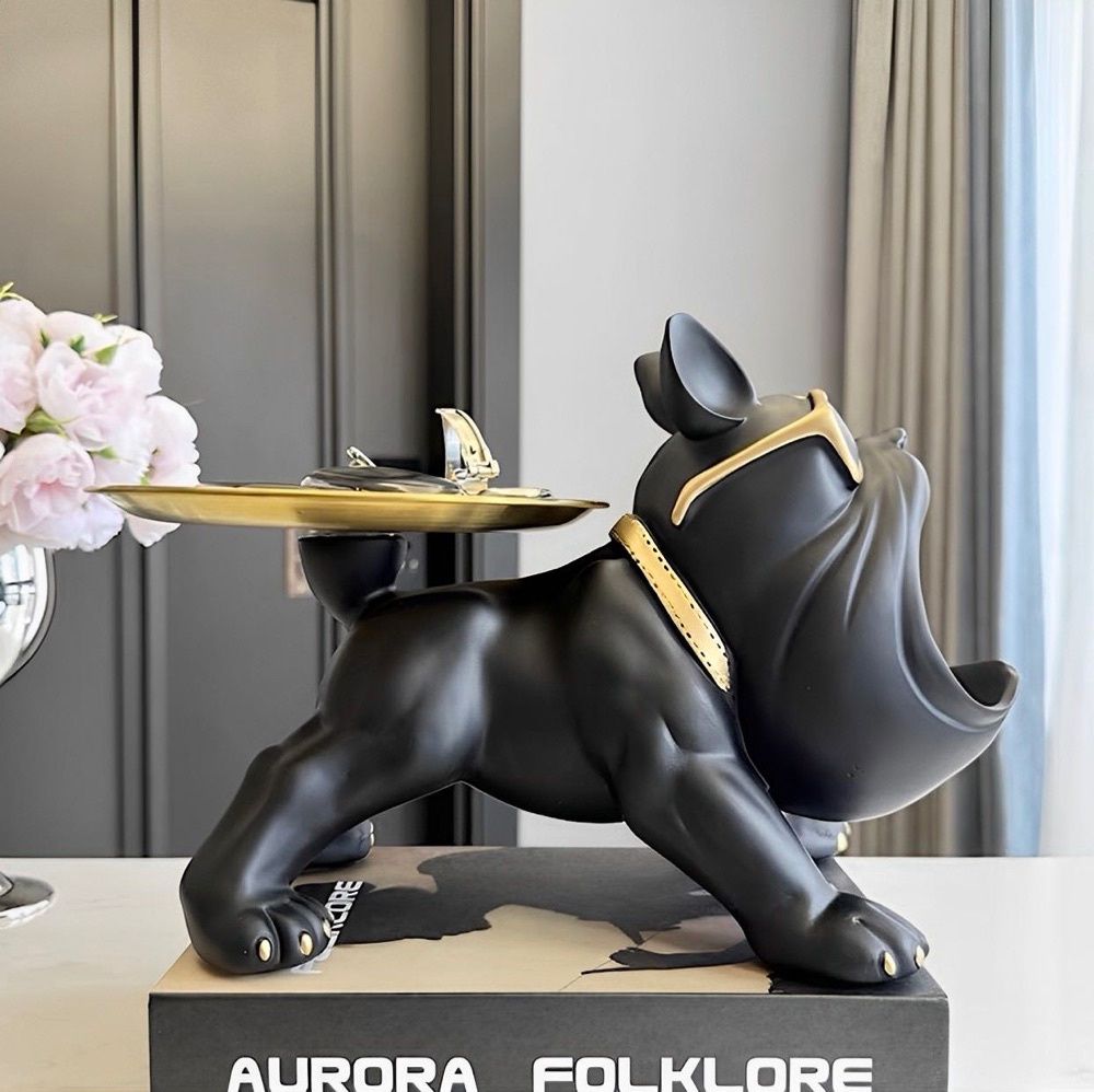 Estátua Bulldog Suporte de Armazenamento