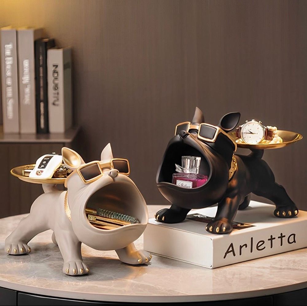 Estátua Bulldog Suporte de Armazenamento