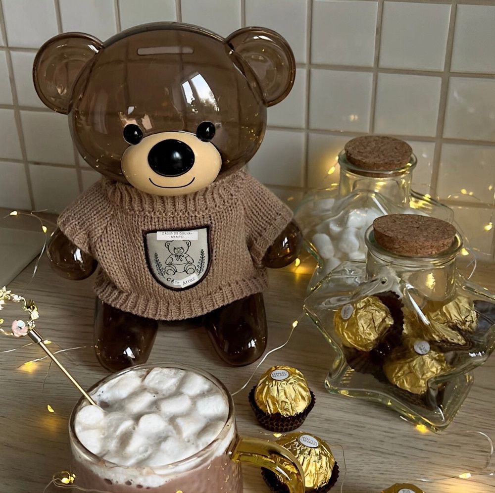 Urso Cofrinho Transparente