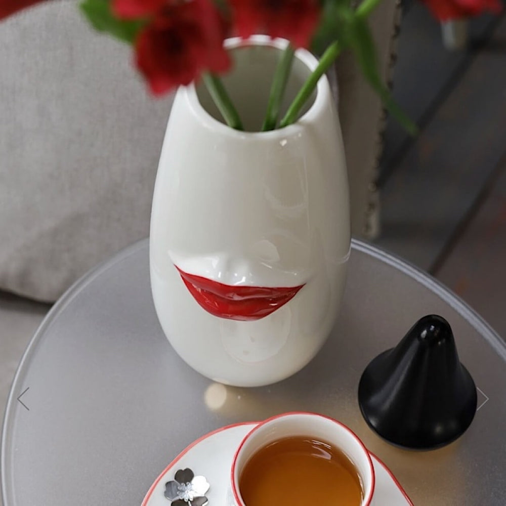 Vaso Lábios de Cerâmica