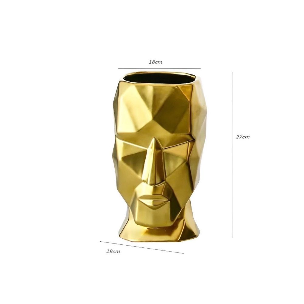 Vaso Nordic Face Dourado em Cerâmica