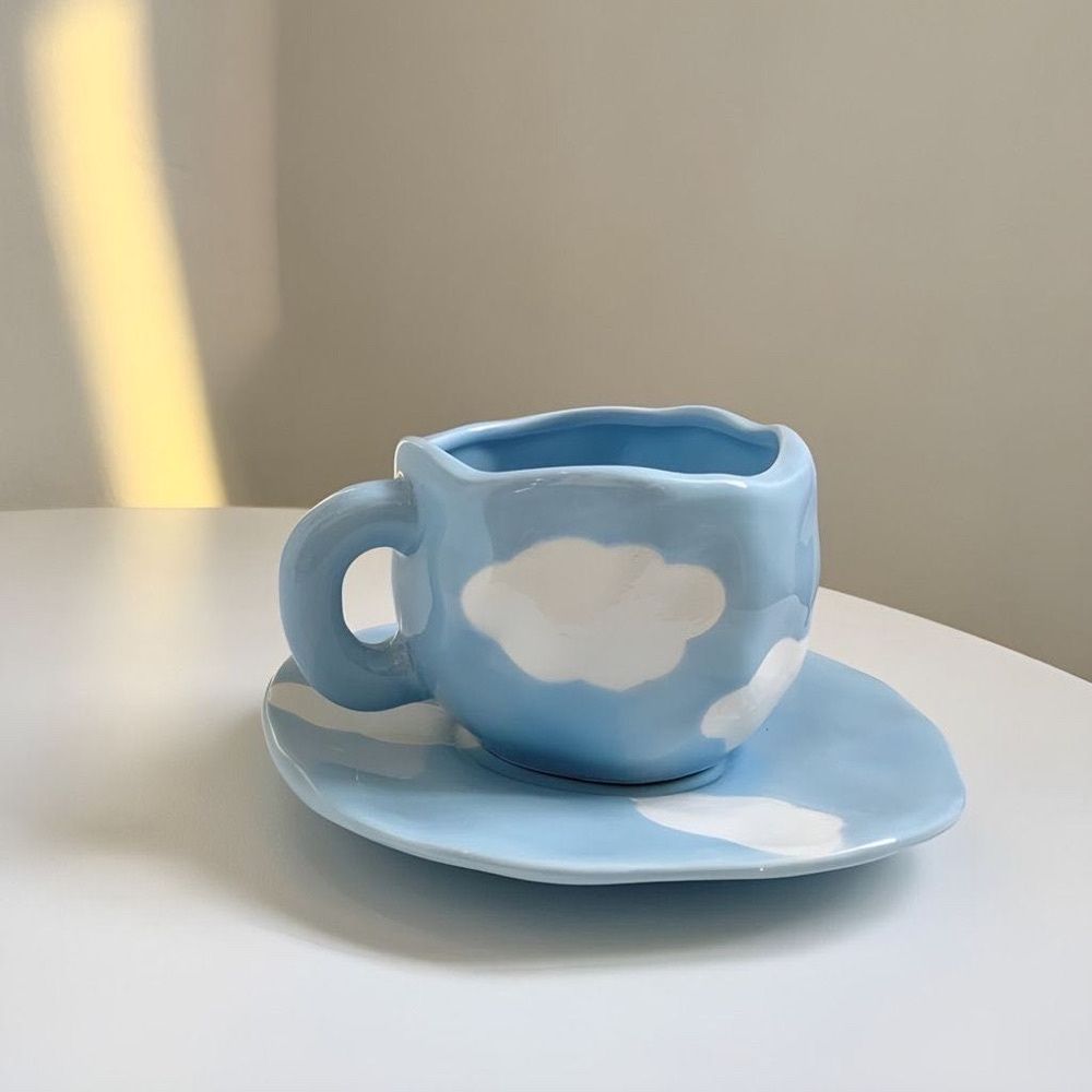 Xícara de Café Nuvem com Pires em Cerâmica