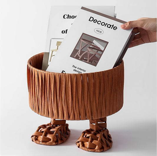 Cesta de Vime com Pés de Apoio