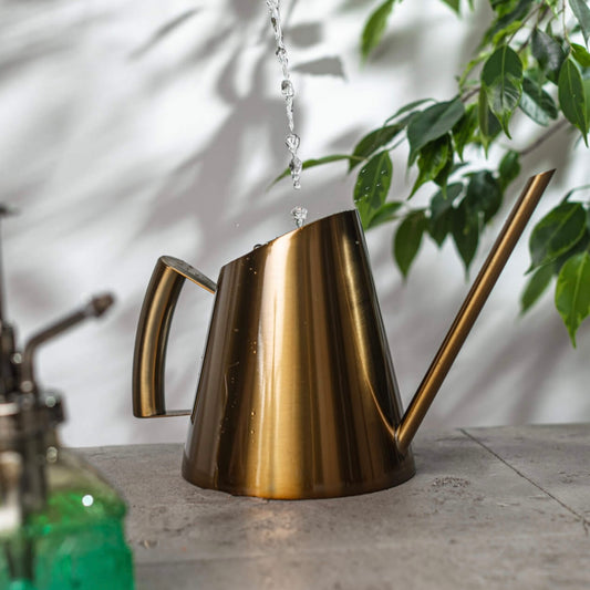 Regador em Ouro com Bico Longo - Aço inoxidável