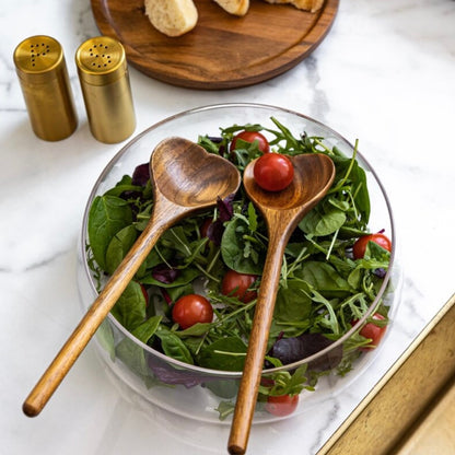 Suporte de Salada com Tampa de Madeira e Vidro