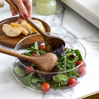 Suporte de Salada com Tampa de Madeira e Vidro