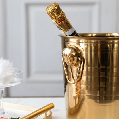 Balde de Champanhe em Aço Dourado