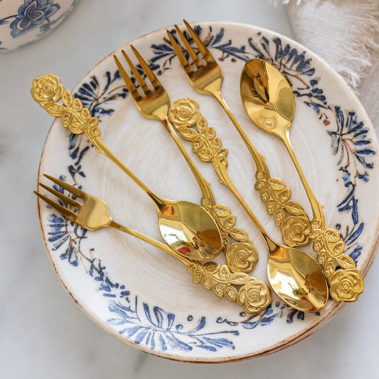 Talheres de Sobremesa Rose - Dourado
