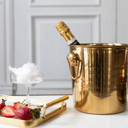 Balde de Champanhe em Aço Dourado