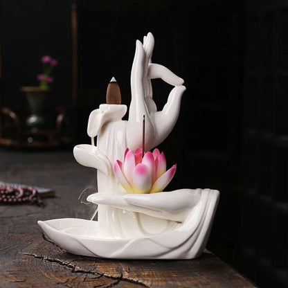 Cascata de Incenso Mãos de Buda + Flor de Lotus