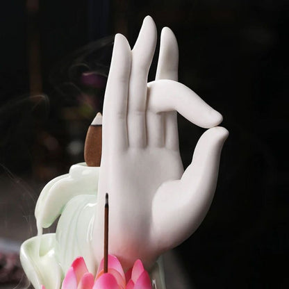 Cascata de Incenso Mãos de Buda + Flor de Lotus