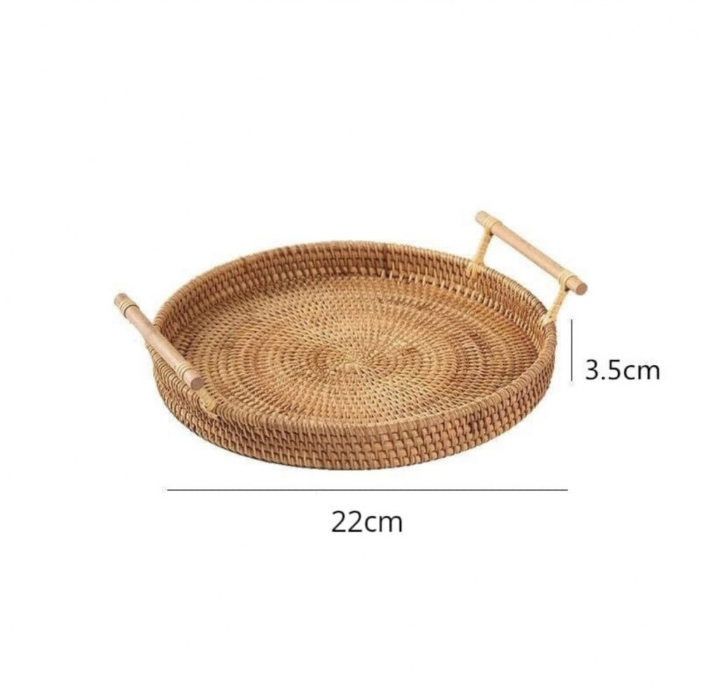 Cesta de Armazenamento com Alça de Madeira
