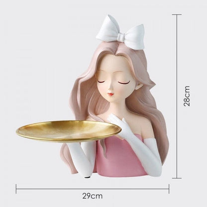 Estátua Alice Pink Segurando Bandeja
