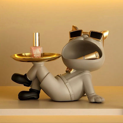 Estátua Bulldog Relaxado - Boca Aberta