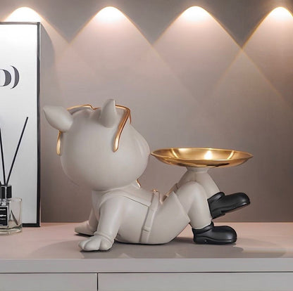 Estátua Bulldog Relaxado - Boca Aberta