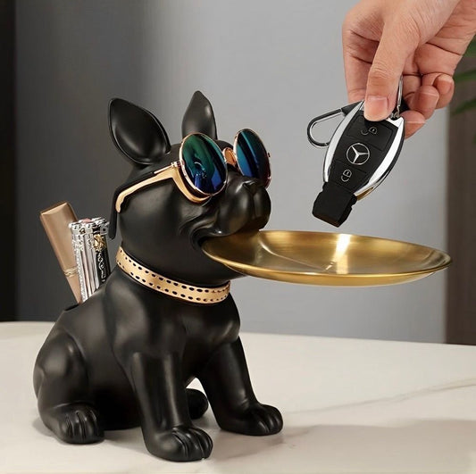 Estátua Bulldog Sentado - Mordendo Bandeja (10 avaliações)