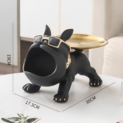 Estátua Bulldog Suporte de Armazenamento